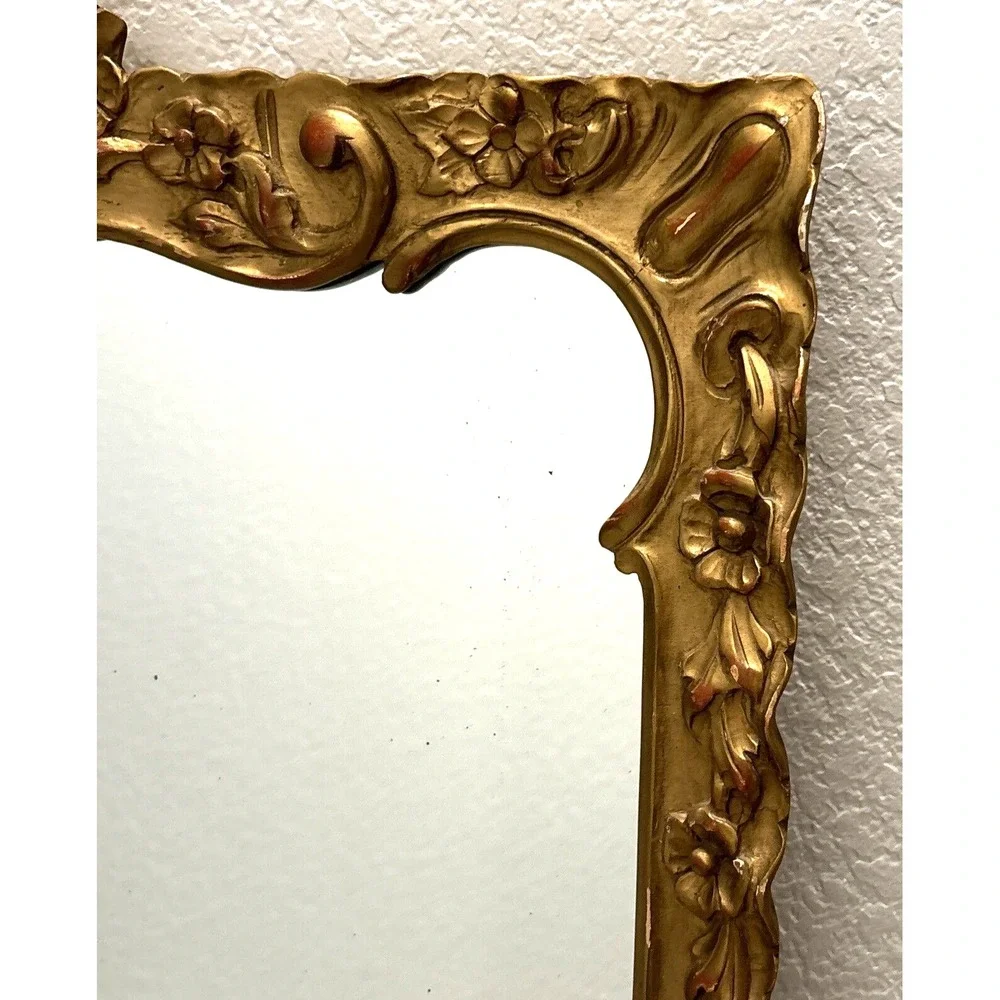 Antique Carved Wood Regency Rococo Style Gold Wall‎ Mirror 23 x 32